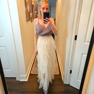 SOHO APPAREL Irregular Tulle Maxi Skirt - SIZE LG